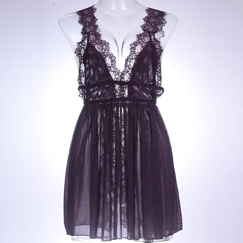 Sexy Floral Lace Nightdress Sleepwear Set - Image 9