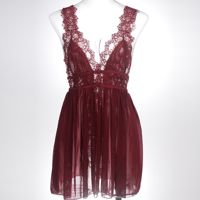 Sexy Floral Lace Nightdress Sleepwear Set - Image 7