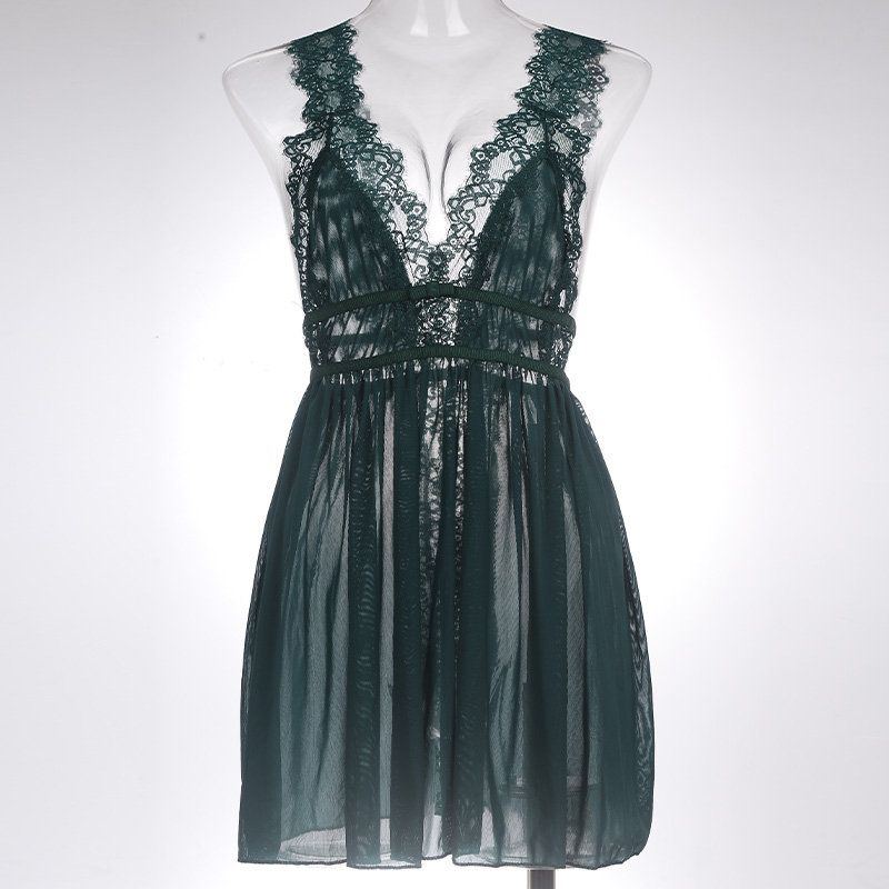 Sexy Floral Lace Nightdress Sleepwear Set - Image 8